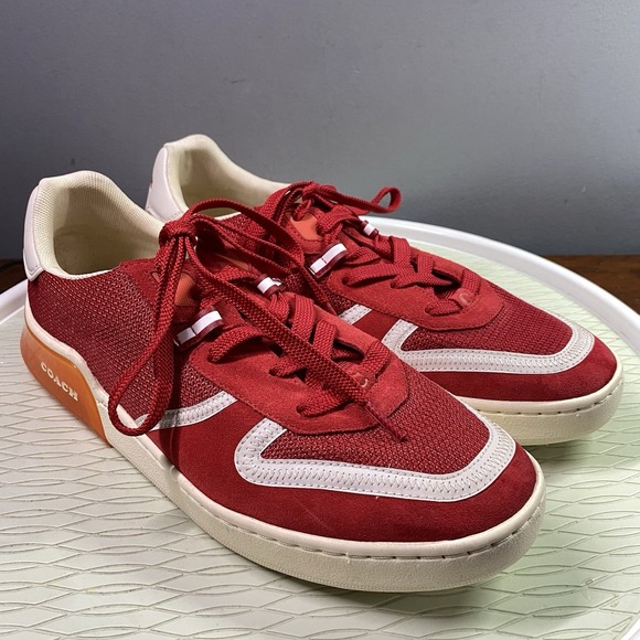 COACH MEN'S CITYSOLE COURT SNEAKERS CASUAL COMFORT RED SHOES SZ. 12D EUC - Picture 1 of 9